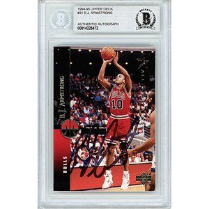 BJ Armstrong Signed Bulls 94-95 Upper Deck Basketball Card Beckett BAS Autograph